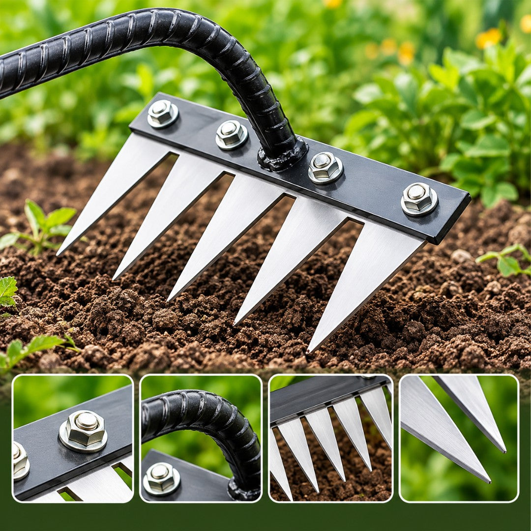 5-Tine Handheld Garden Rake